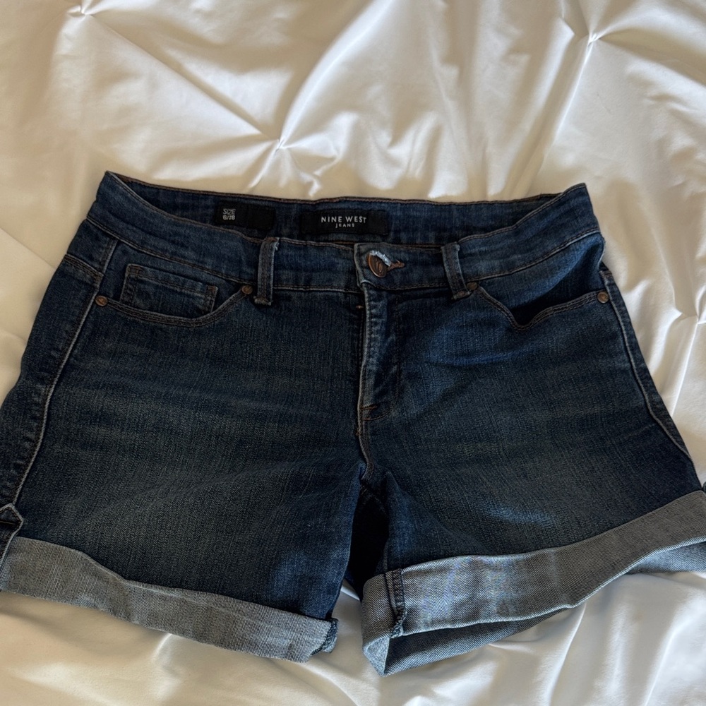 Nine West Women's Denim Shorts - Dark Blue Size 6